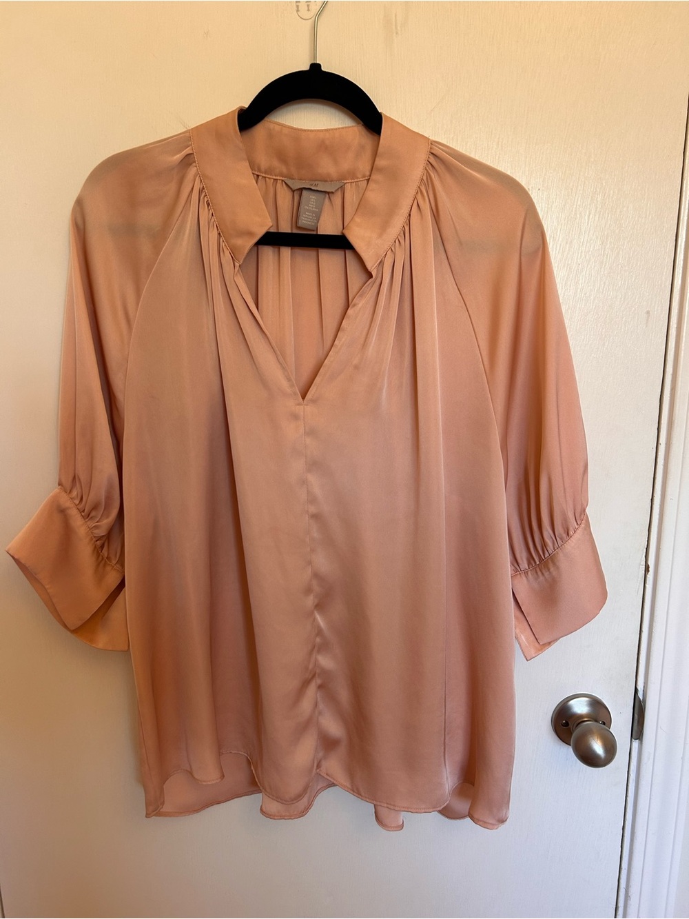 H&M Peach Satin V-Neck Blouse